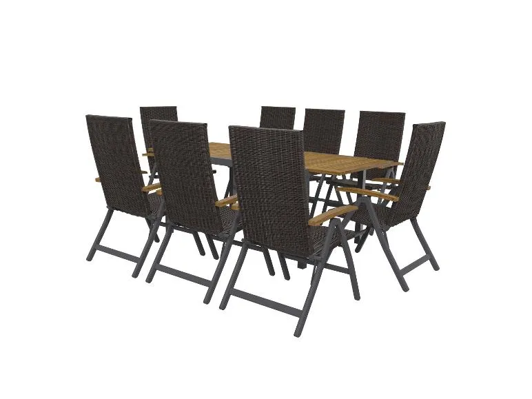 geflecht set ?valencia?. 9 teilig ausziehtisch & 8 klappsessel. braun geflecht set ?valencia?. 9 teilig ausziehtisch & 8 klappsessel. braun